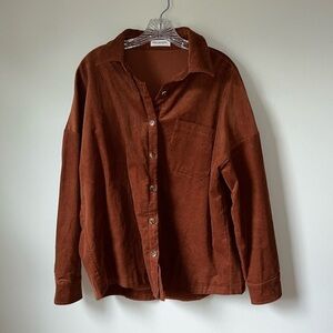 Daryl-Ann Denner by Pink Lily Brown Corduroy Shacket Jacket